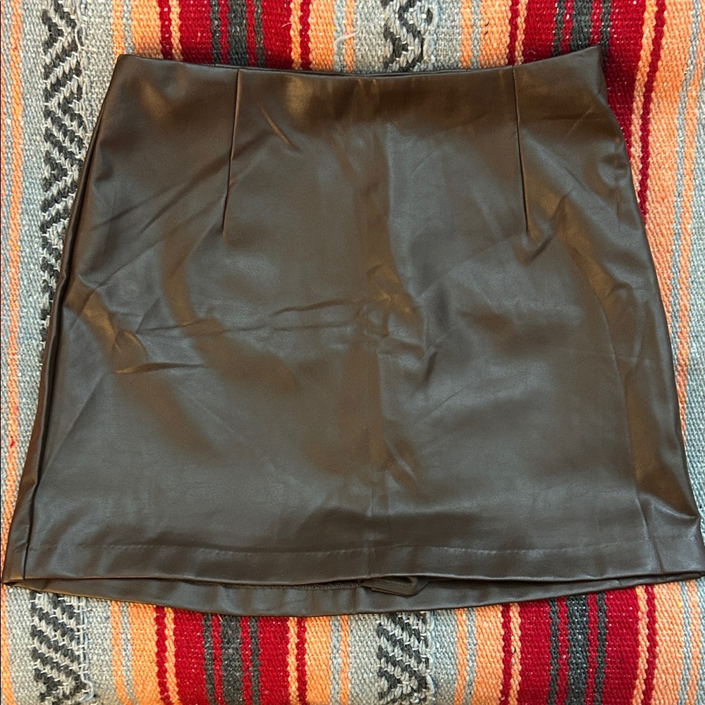 Abercrombie & Fitch Black Faux Leather Mini Skirt